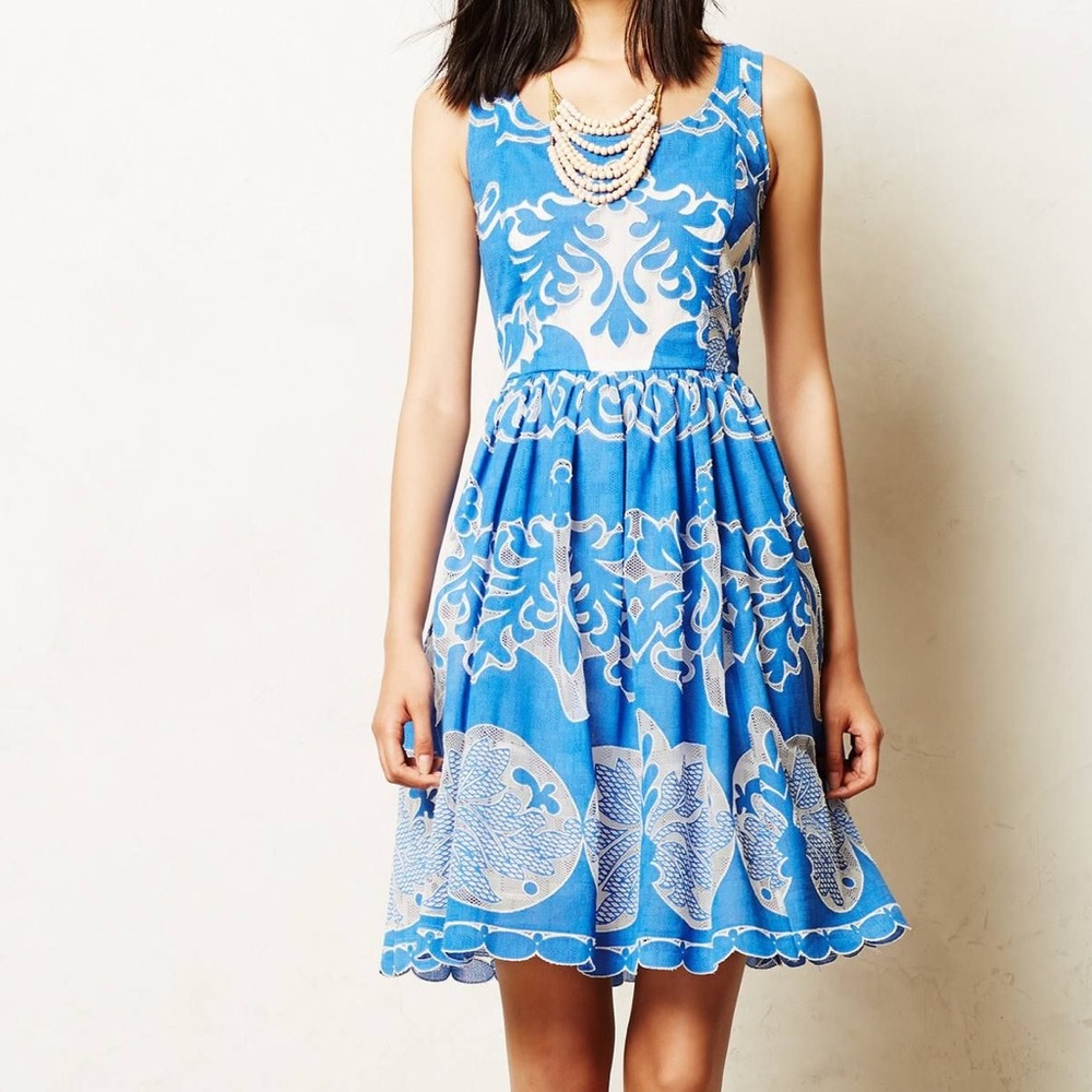 Anthropologie Azure Lace Dress Size 6